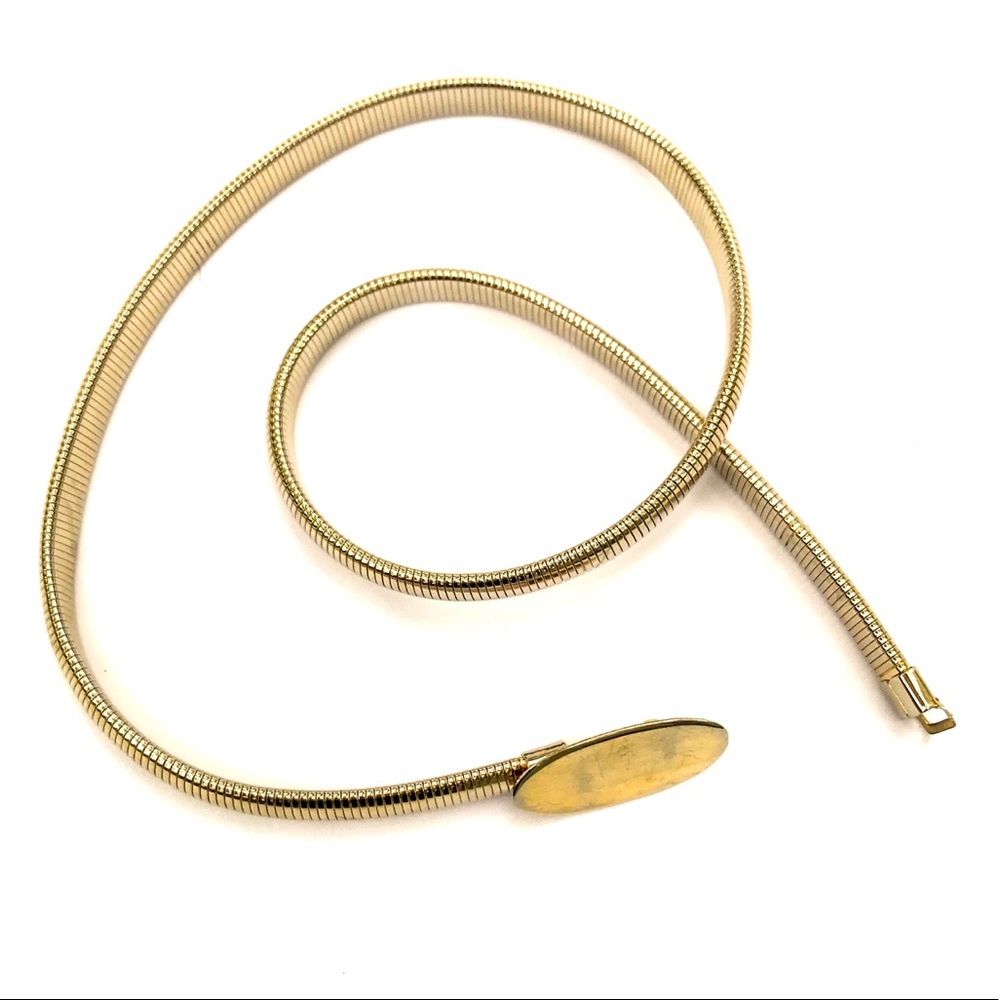 VINTAGE 70s Gold Stretch High Waist Clasp Belt